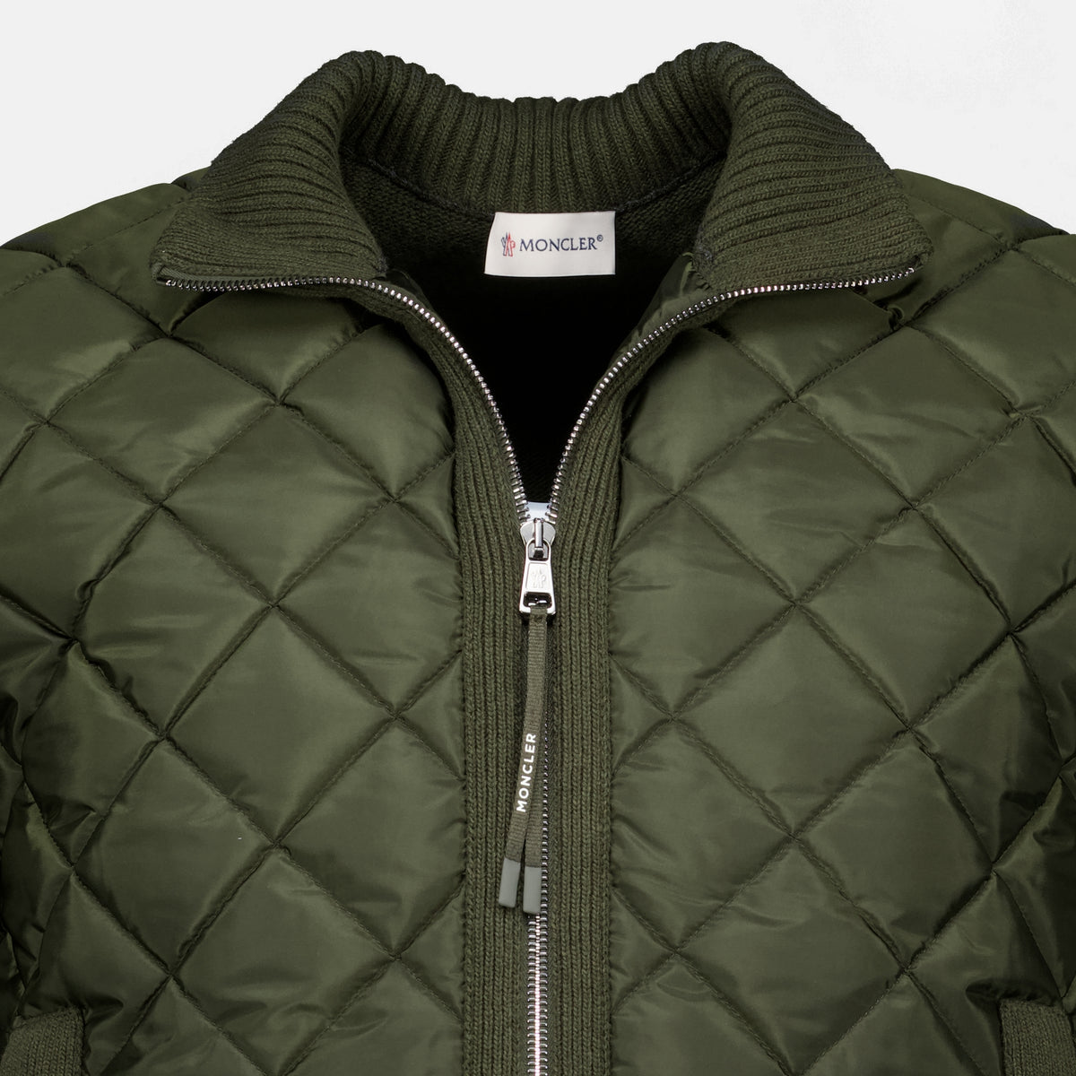 Vestes Cardigan bi-matière kaki Moncler Vert Homme