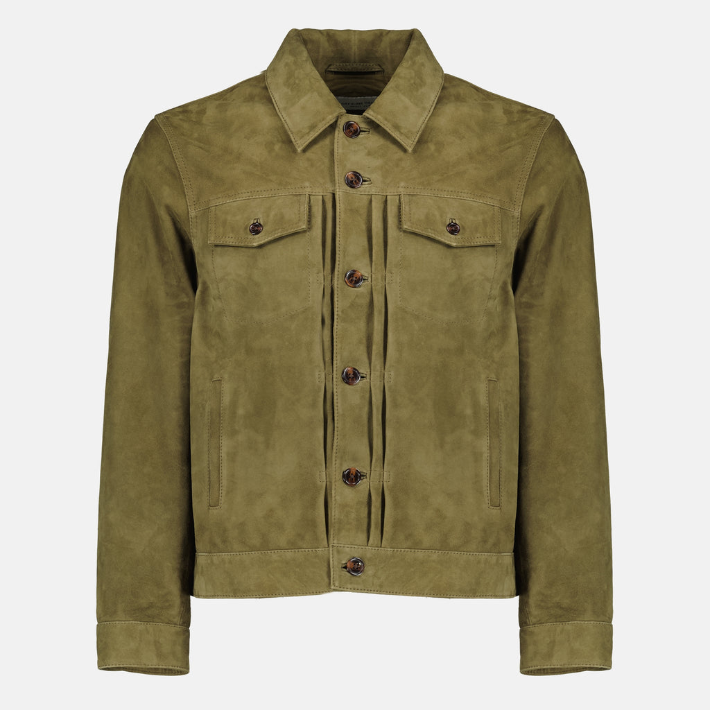 Vestes Blouson Liam kaki en daim Officine Générale Kaki Homme