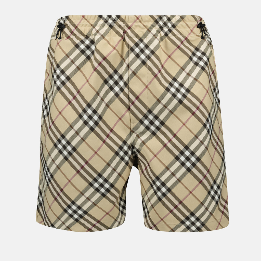 Shorts Pantalones Cortos a Cuadros Burberry Beige Homme