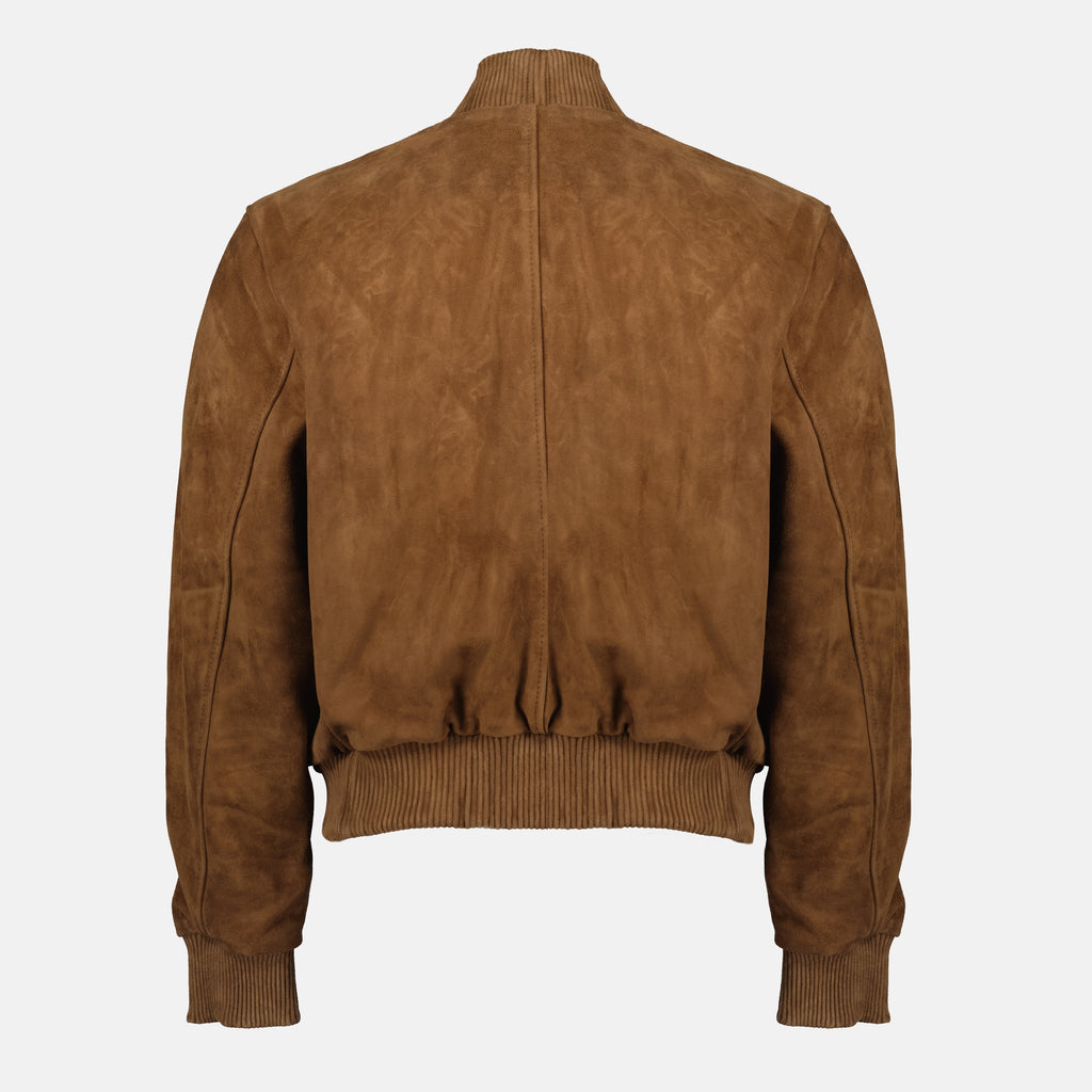 Image of the Ami PARIS Suede Leather Bomber Jacket for Men - Fall-Winter 2025 - Detailed View_2