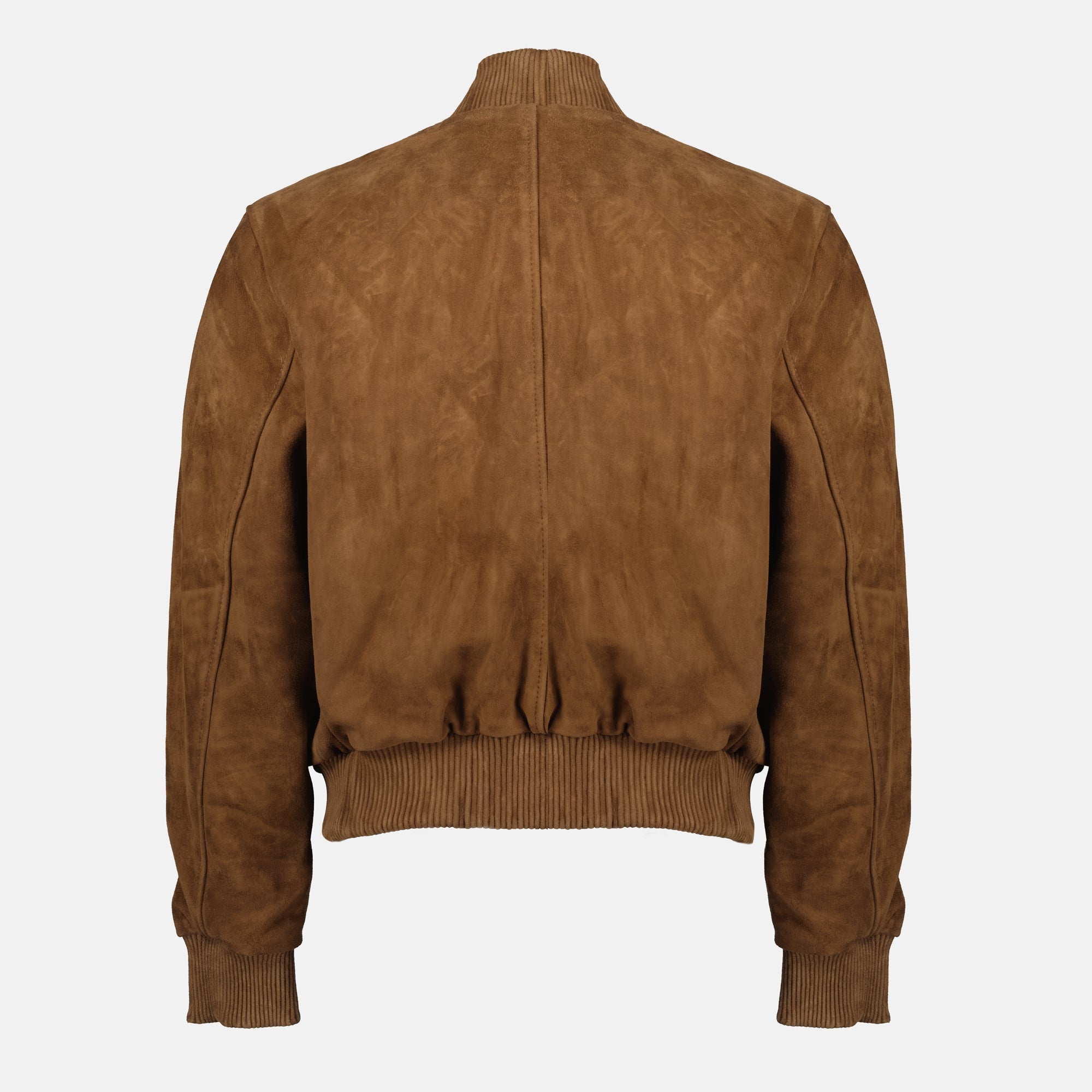 Image of the Ami PARIS Suede Leather Bomber Jacket for Men - Fall-Winter 2025 - Detailed View_2