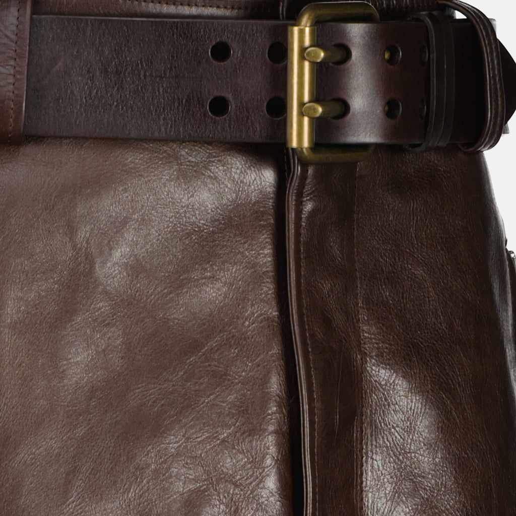 Image de l'article Jupe crayon en cuir marron de la marque Saint Laurent pour Femme - Saison Printemps-Été 2026 - Vue détaillée_1