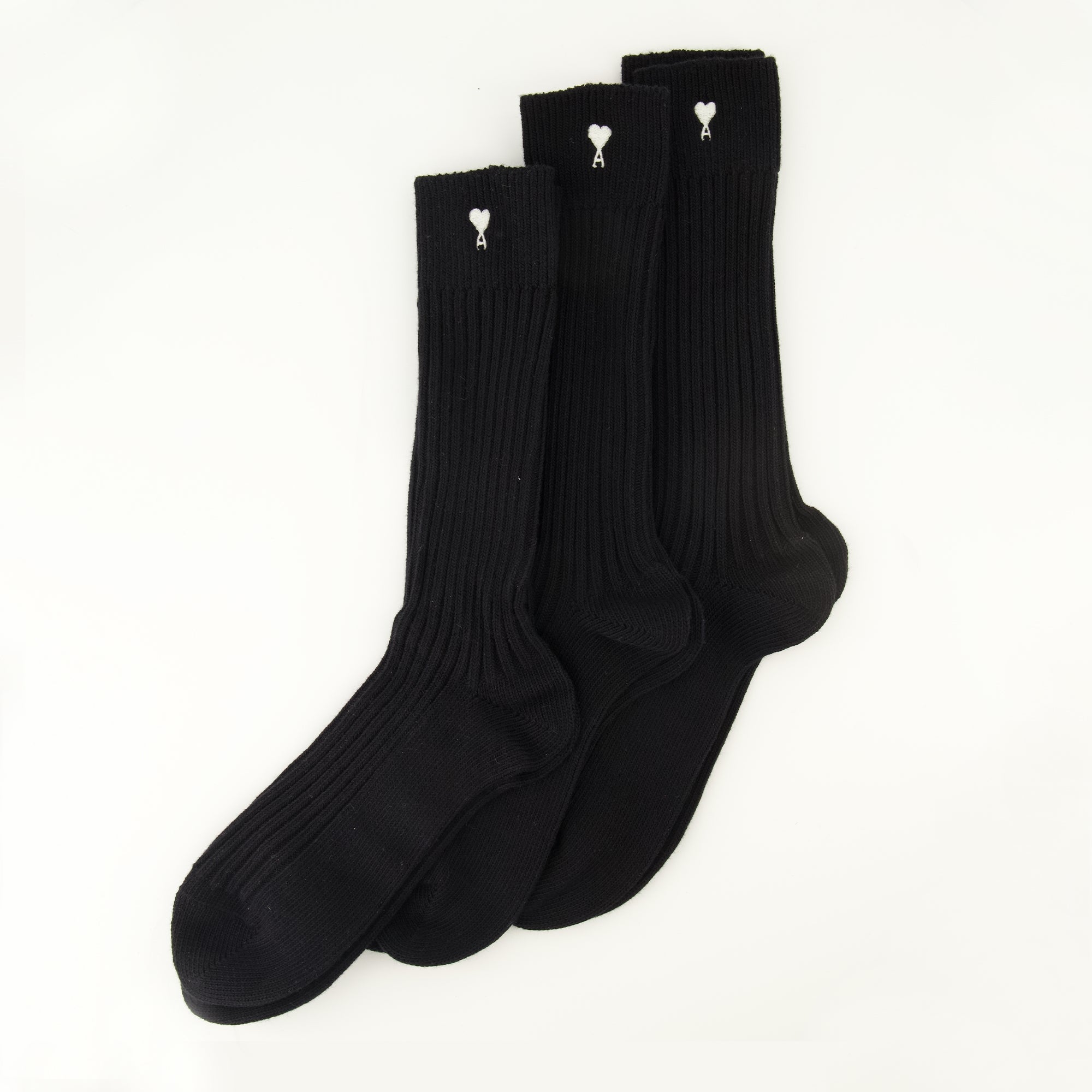 Image de l'article Lot de trois chaussettes AMI de coeur noir de la marque Ami PARIS pour Unisex - Saison Printemps-Été 2026 - Vue de Dos