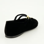 Chaussures plates Ballerines en velours Prada Noir Femme