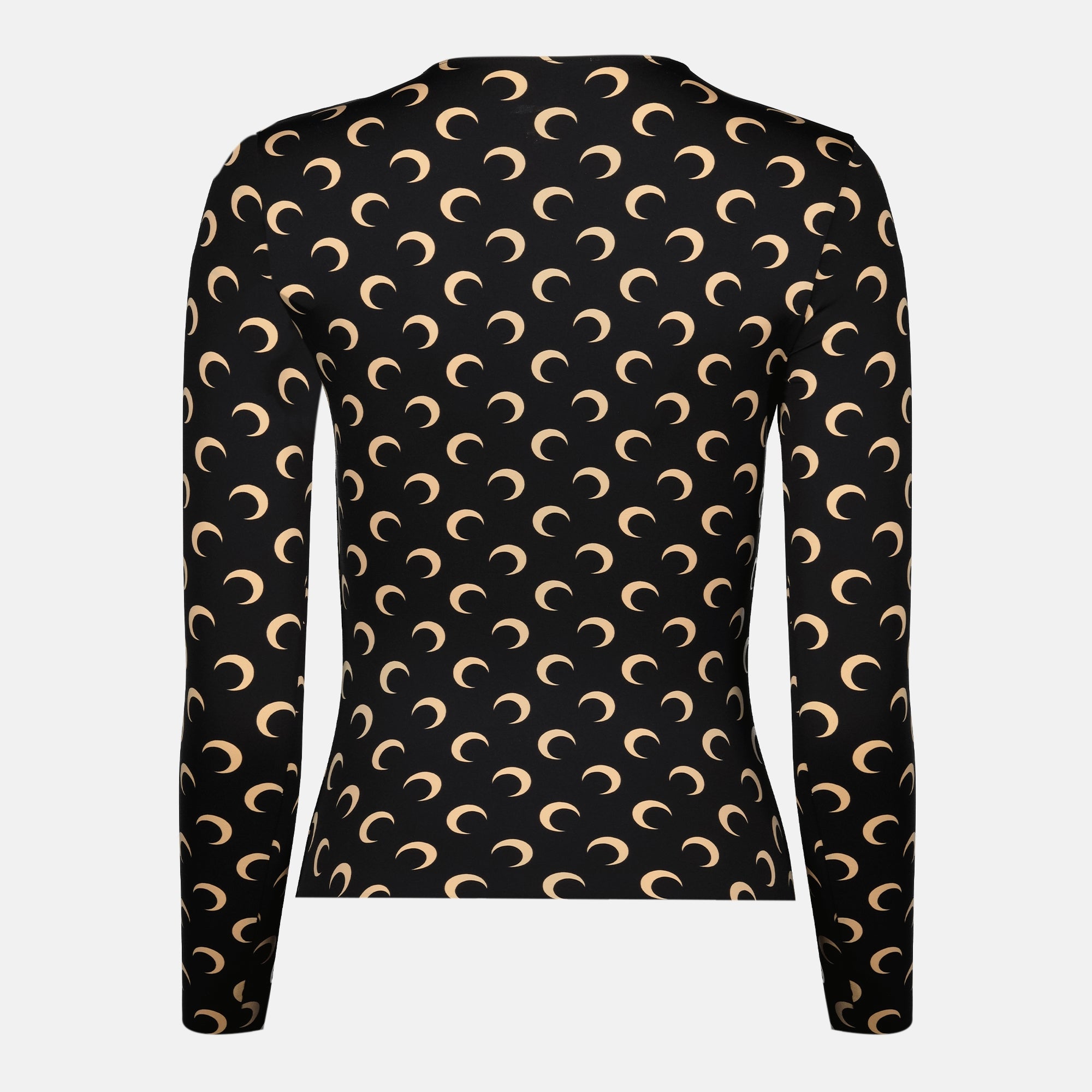 Image of the black and beige Jersey Moon Top by Marine Serre for Women - Fall-Winter 2025 - Back View