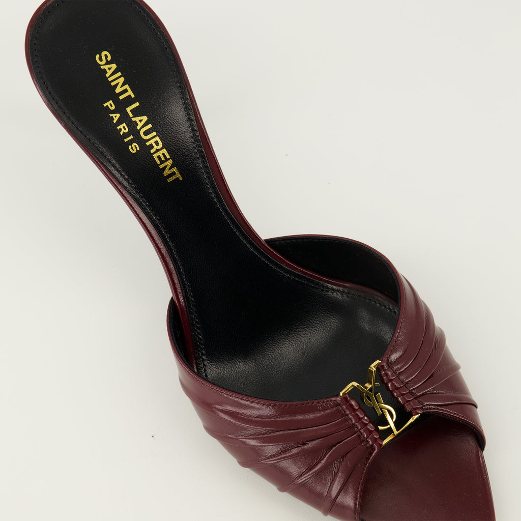 Image de l'article Mules à talons Babylone bordeaux de la marque Saint Laurent pour Femme - Saison Printemps-Été 2026 - Vue détaillée de haut