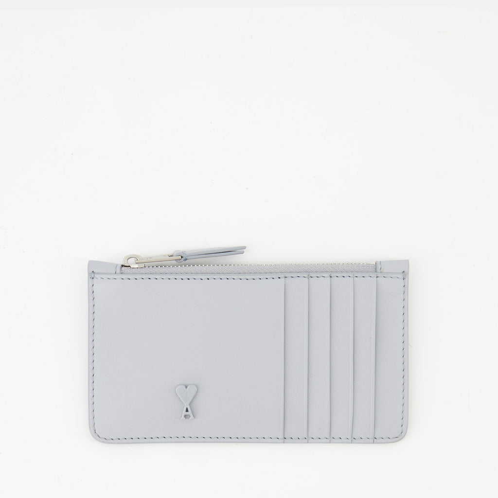 Small Leather Goods Zippered Card Holder Ami PARIS Blue Unisex