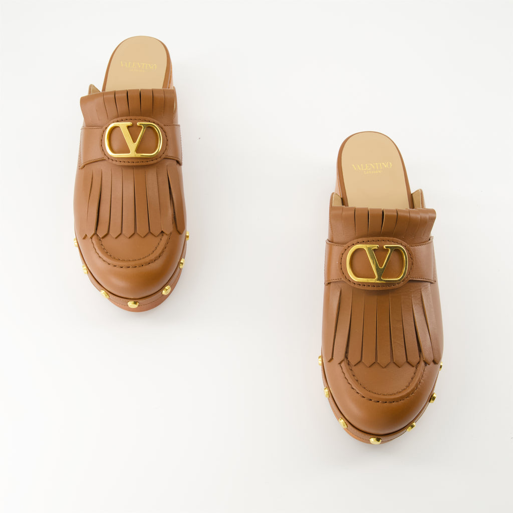 Zapatos abiertos Zuecos con Flecos VLogo Valentino Garavani Marrón Femme