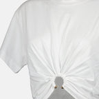 Camisetas Camiseta Branca com Anel Rabanne Branco Femme