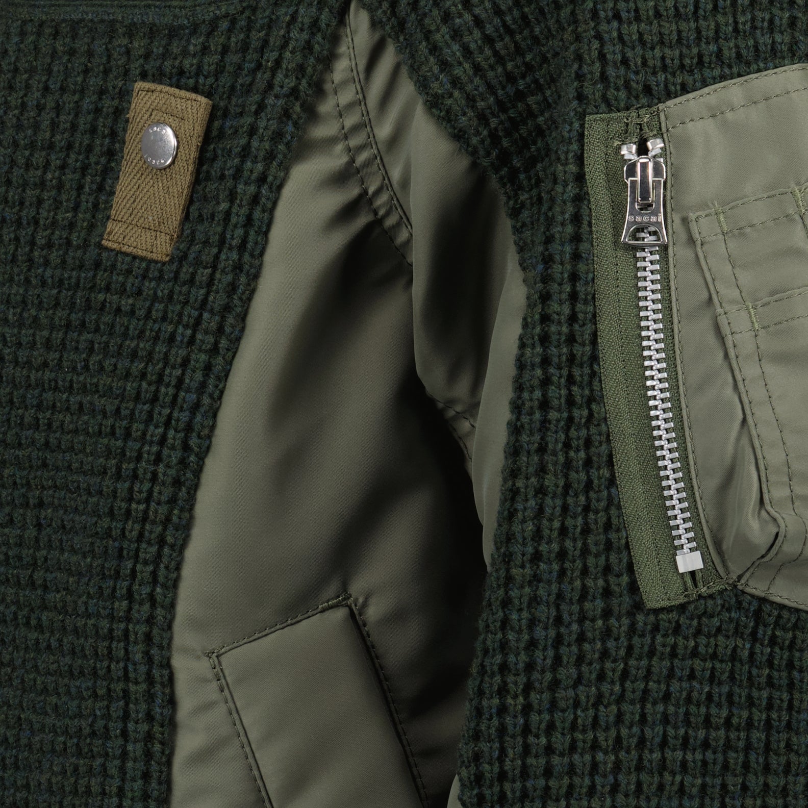 Maille Pull bi-matière Sacai Vert Homme
