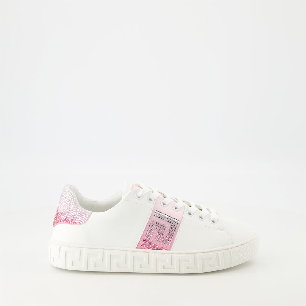 Baskets Baskets Greca à cristaux Versace Blanc Femme