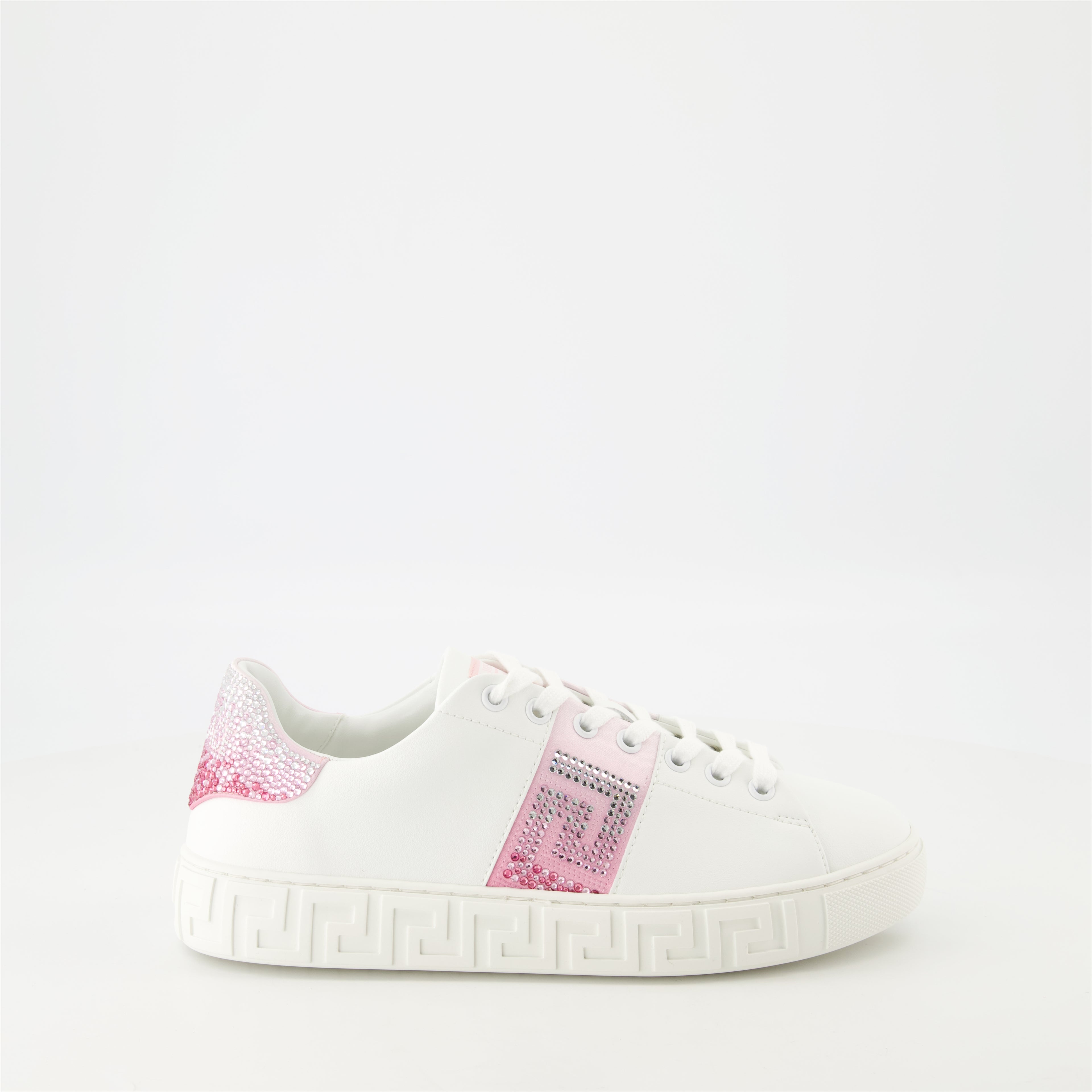 Baskets Baskets Greca à cristaux Versace Blanc Femme