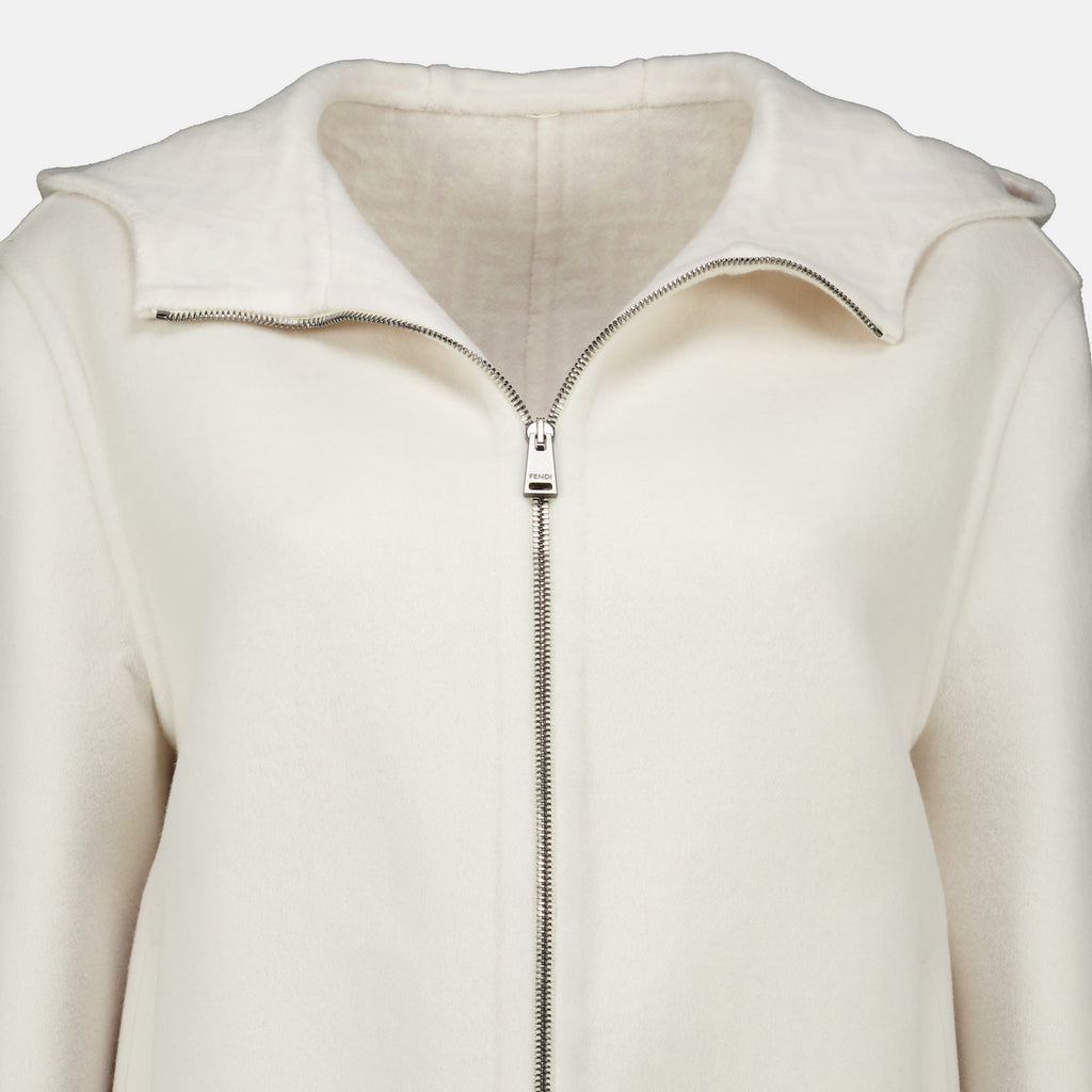 Vestes Veste en laine FF Zucca blanche Fendi Blanc Femme