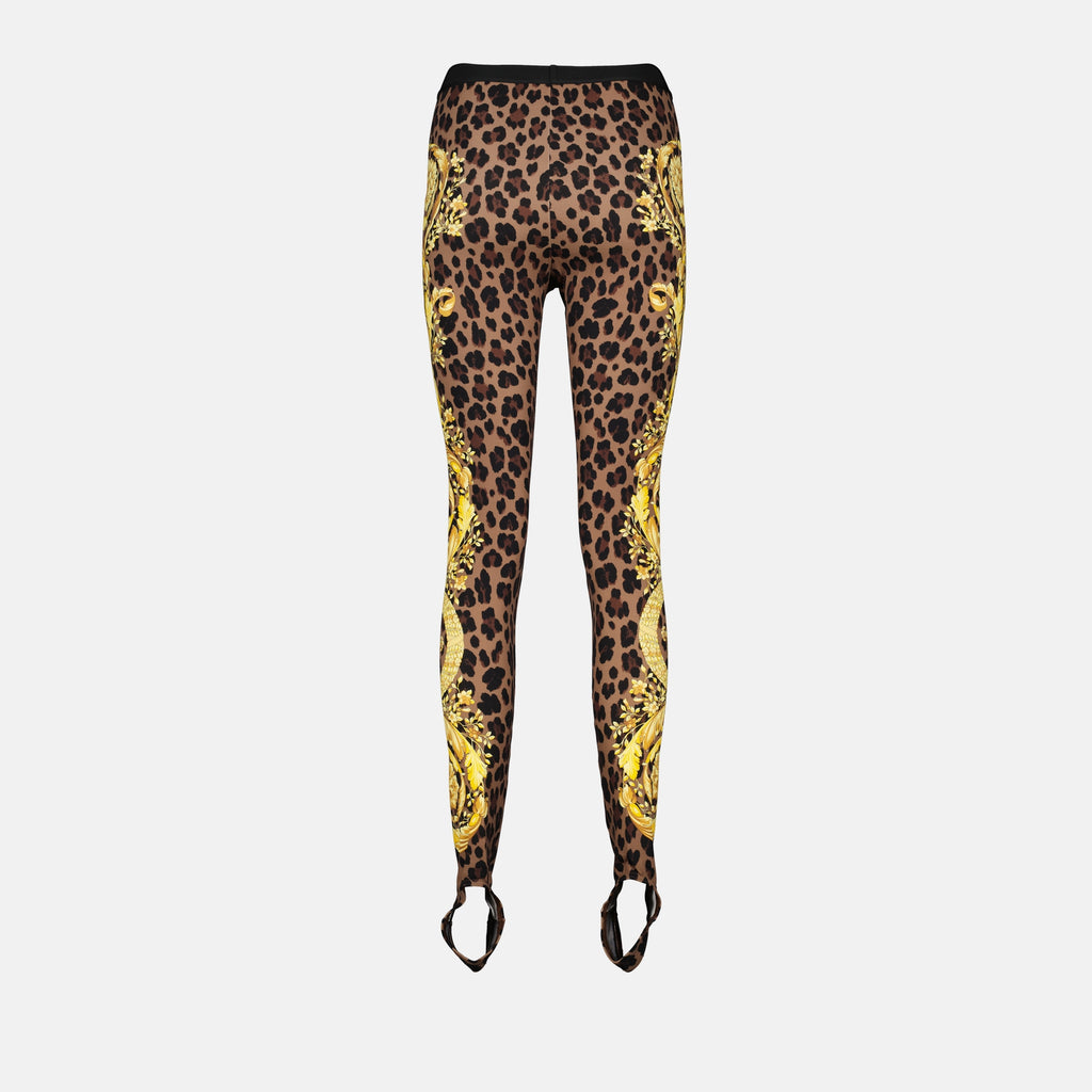 Pantalons Legging fuseau léopard Barocco Versace Marron Femme