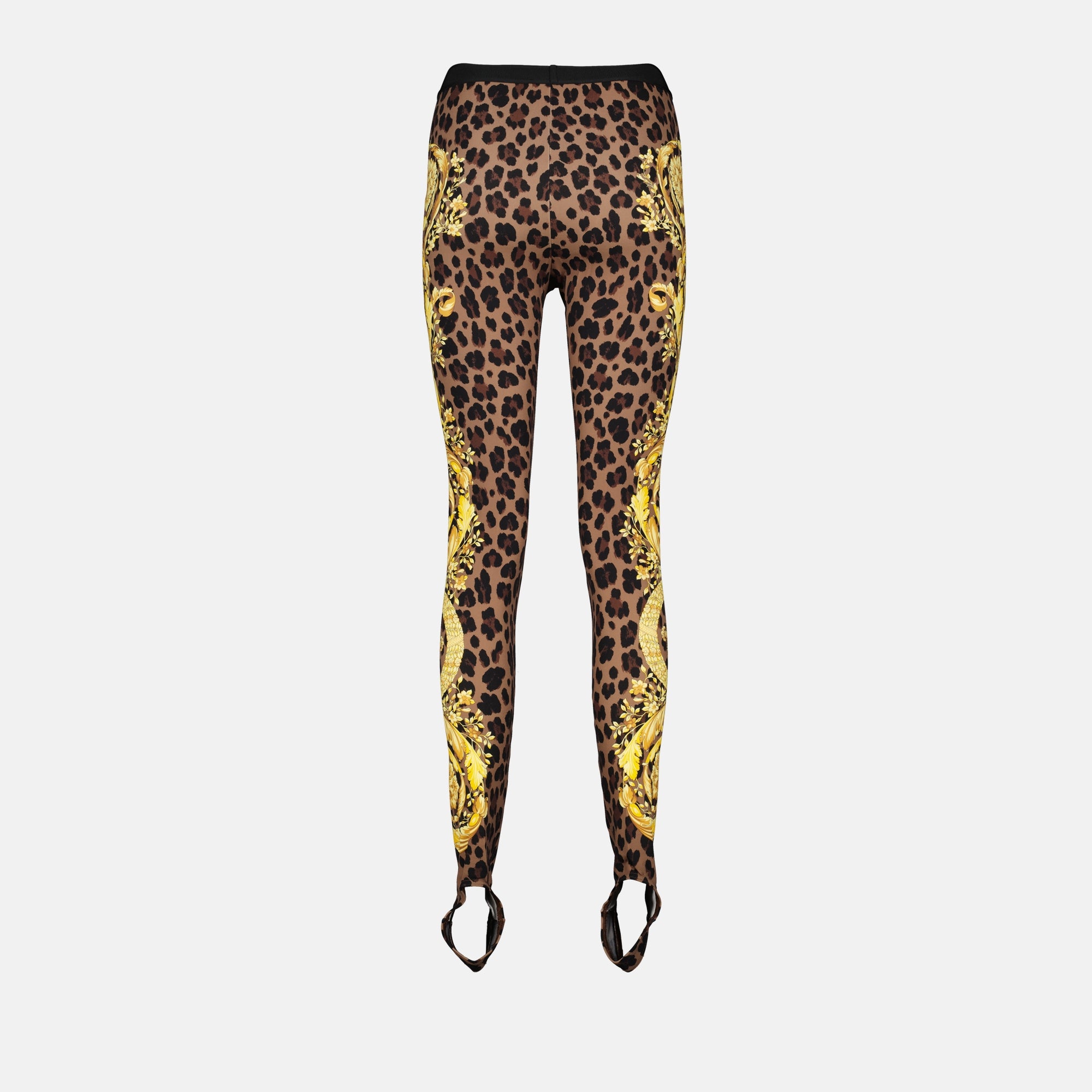 Pantalons Legging fuseau léopard Barocco Versace Marron Femme