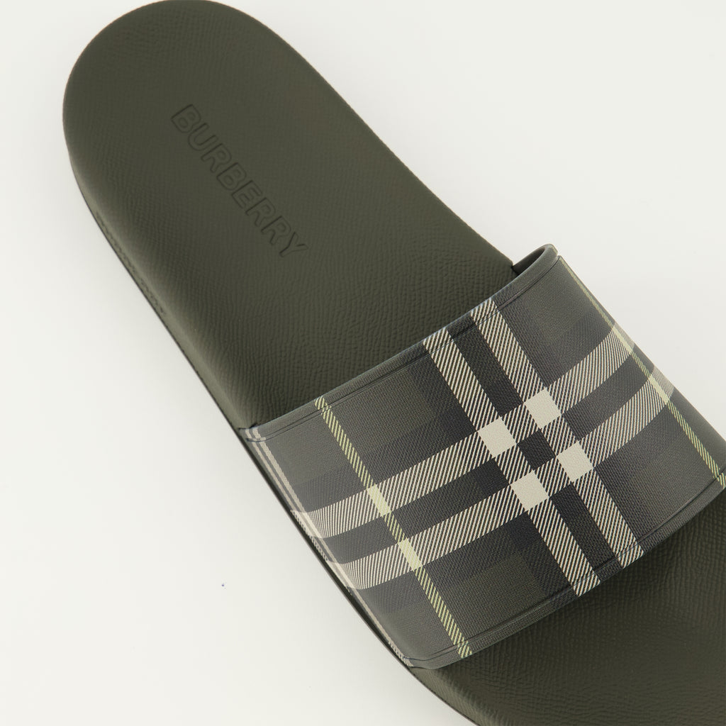 Bild der Burberry Herren Check Khaki Pantoletten - Frühjahr-Sommer 2026 - detaillierte Draufsicht