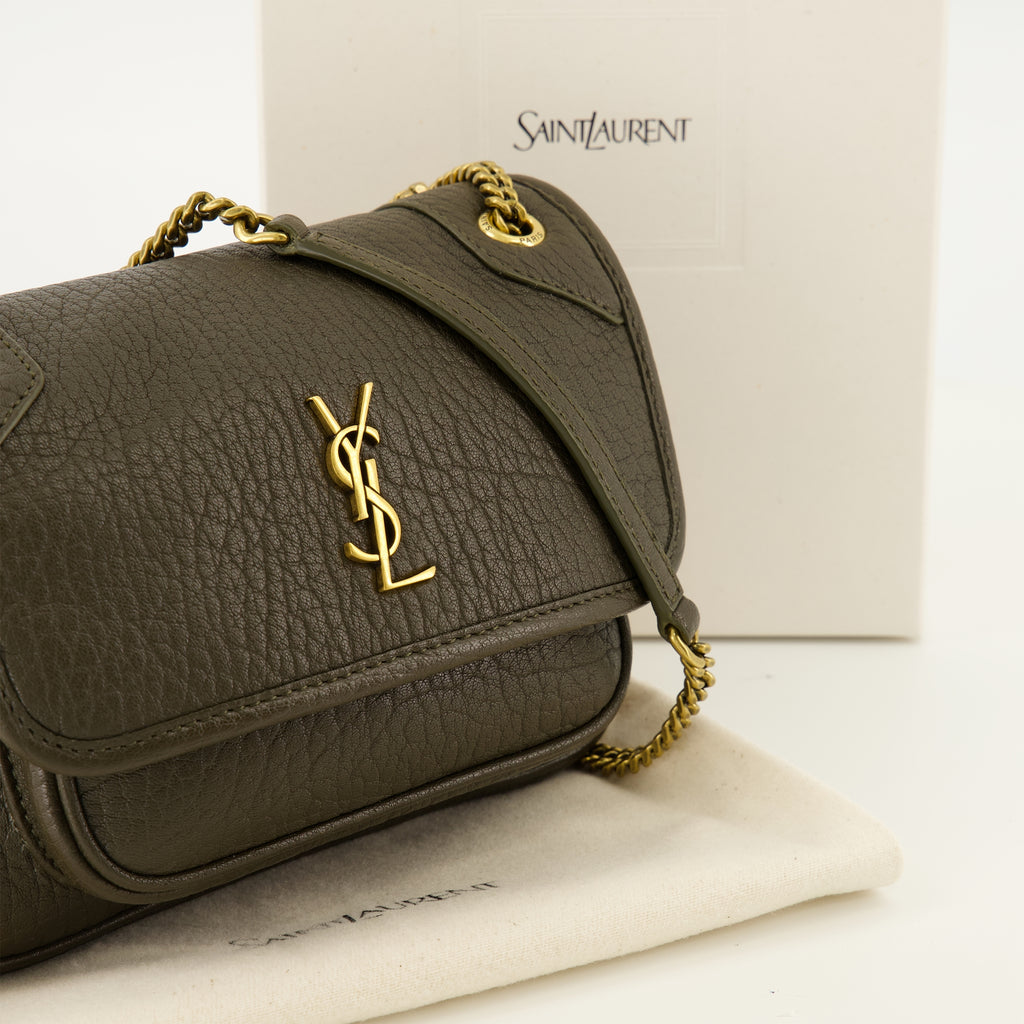 Sacs à main et épaule Borsa Mini Niki in Pelle Khaki Saint Laurent Kaki Femme