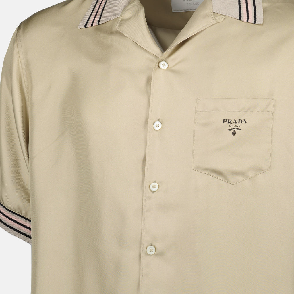 Camisas Camisa de Seda Prada Bege Homme
