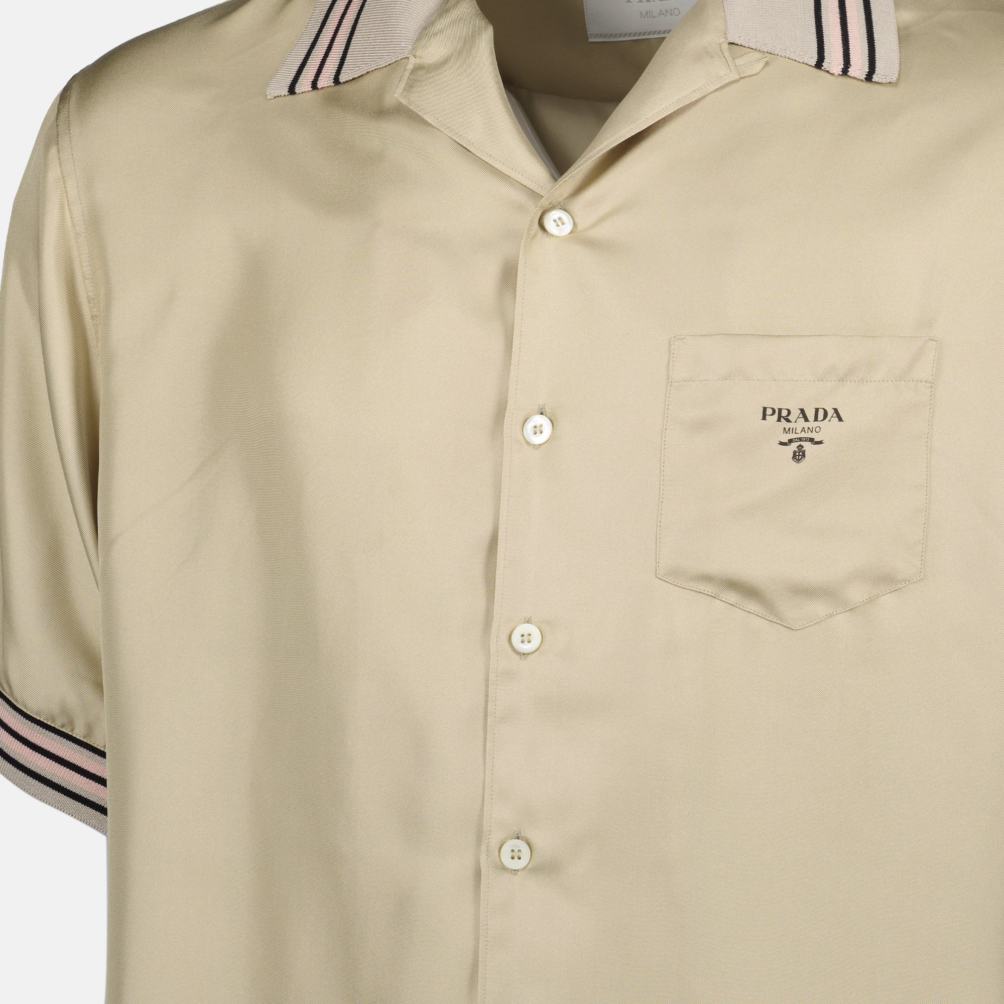 Camisas Camisa de Seda Prada Bege Homme