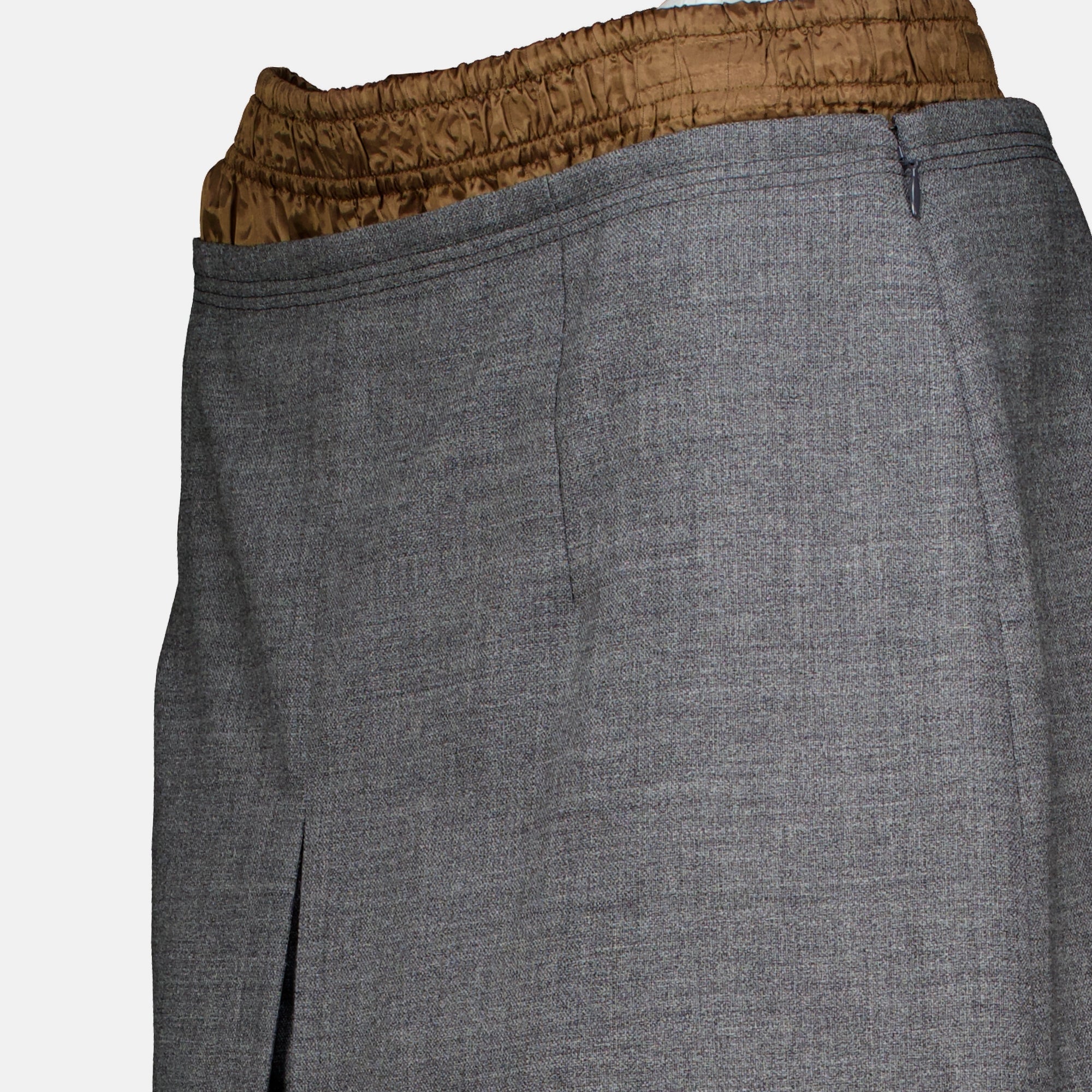 Jupes Grauer Woll-Midirock Prada Gris Femme