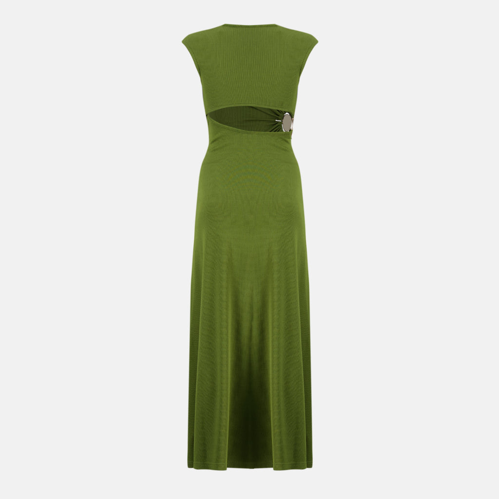 Image de l'article Robe froncée verte de la marque Christopher Esber pour Femme - Saison Printemps-Été 2026 - Vue de Dos