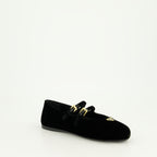 Chaussures plates Ballerines en velours Prada Noir Femme