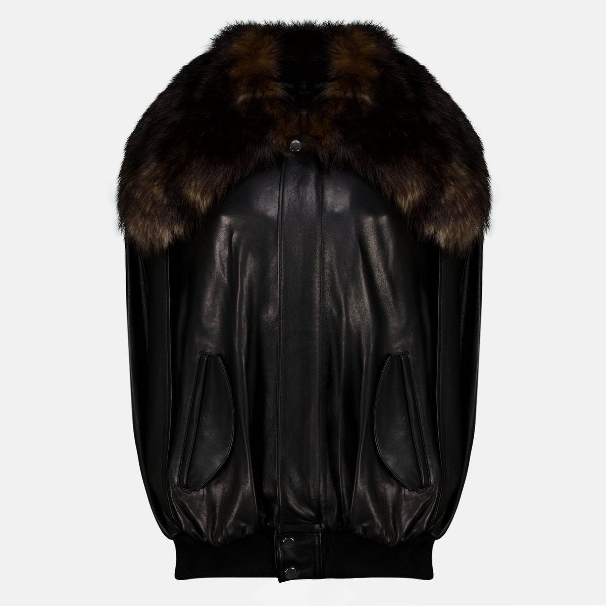 Manteaux Cape en cuir et col shearling Rabanne Noir Femme