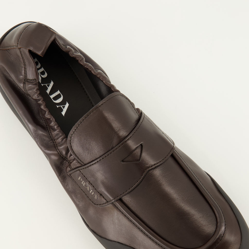 Mocassins Speedrock Mocassini in Pelle Marrone Prada Marron Homme