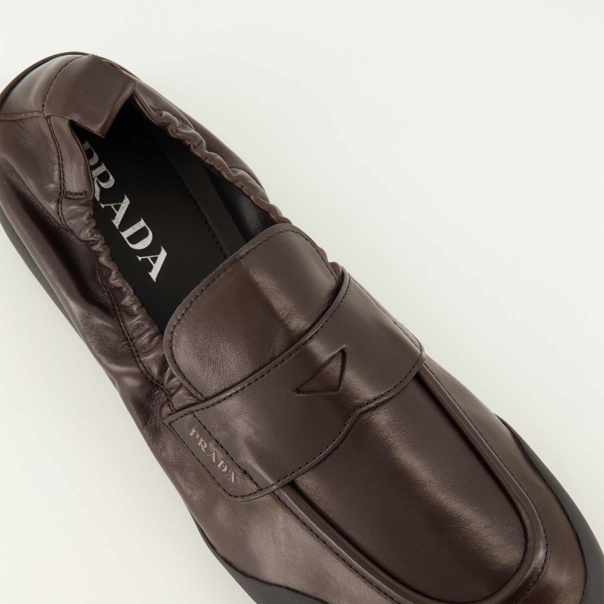 Mocassins Mocassins de Couro Castanho Speedrock Prada Marron Homme