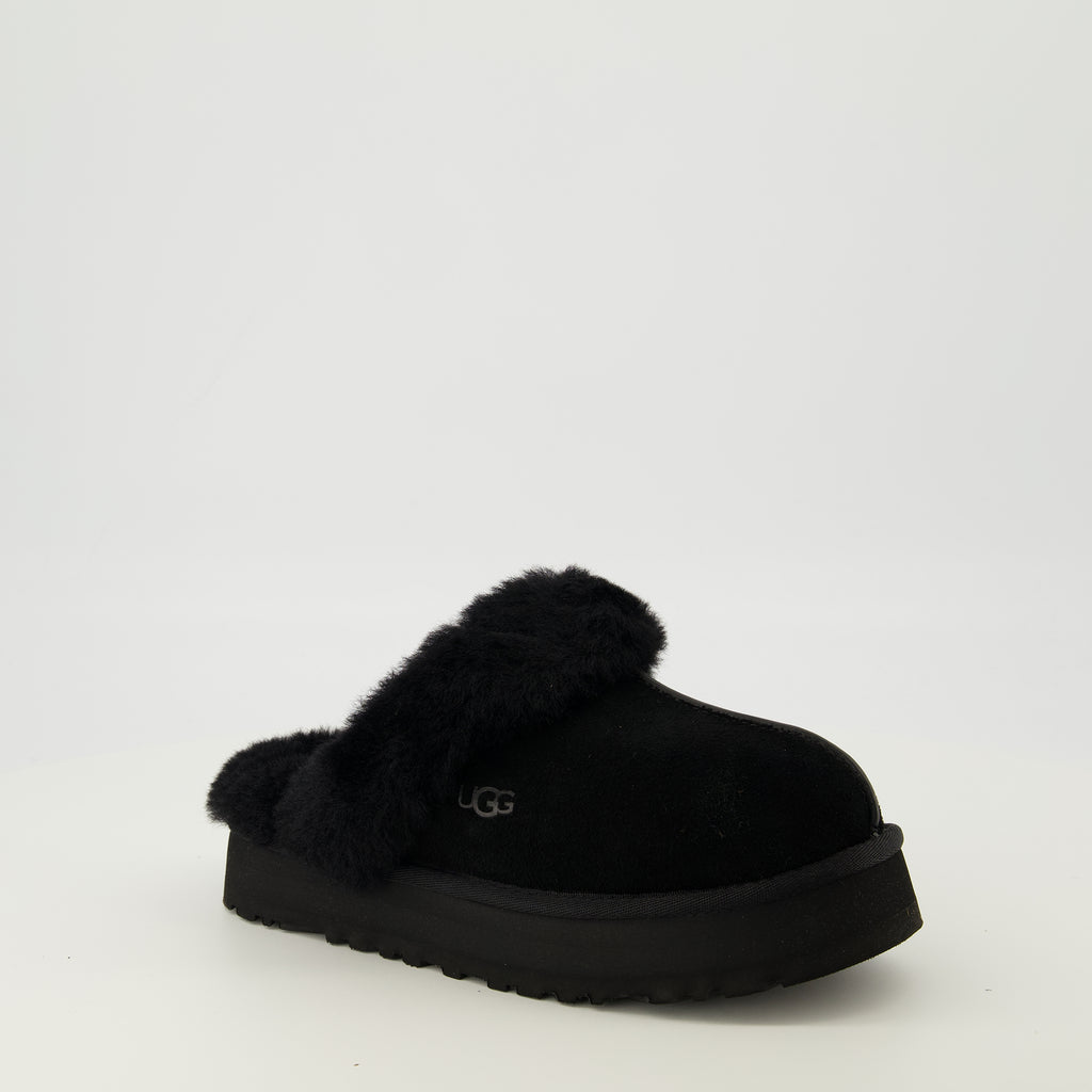 Image of the Ugg women's Black Disquette Mules article - Spring-Summer 2026 season - Three-quarters front right view