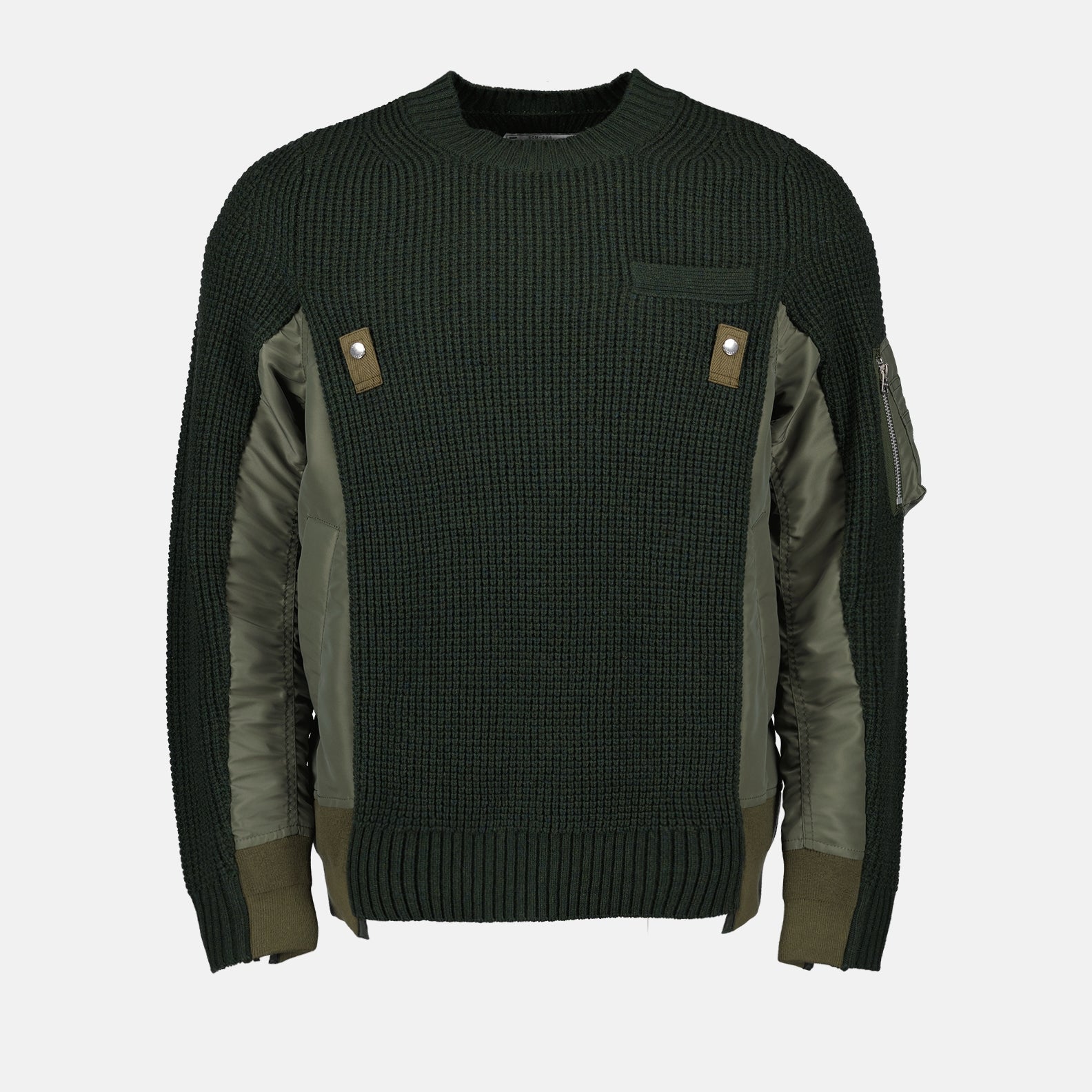 Maille Pull bi-matière Sacai Vert Homme