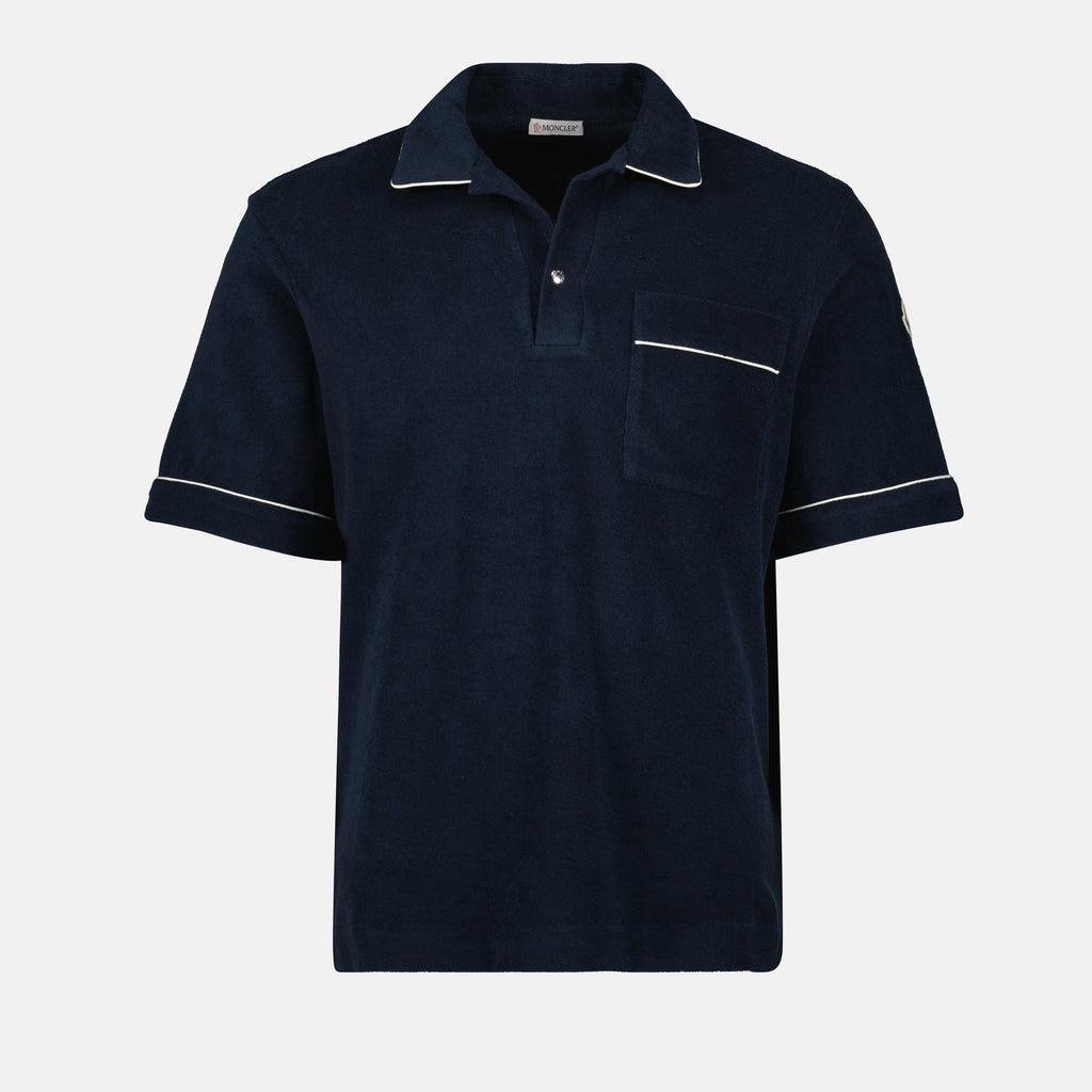 Polos Polo en coton éponge Moncler Bleu foncé Homme