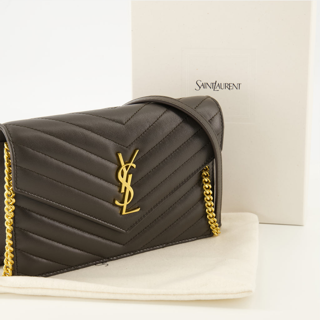 Image of the Saint Laurent Monogram crossbody bag in brown for Women - Spring-Summer 2026 - Detailed View_2