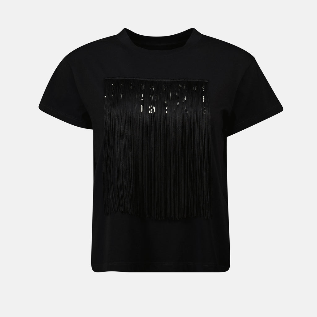 T-shirts T-shirt Numeric à frange Mm6 Noir Femme
