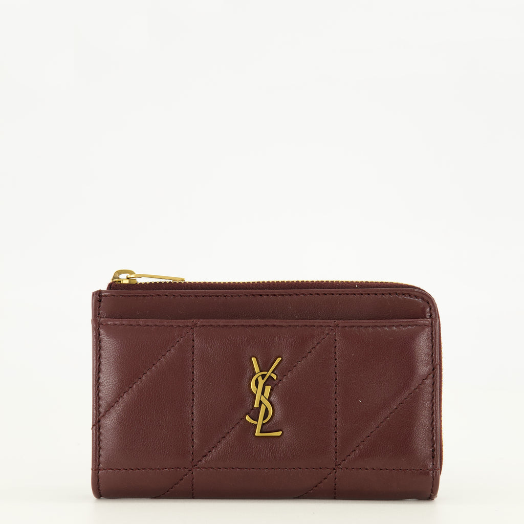 Petite maroquinerie Porte-cartes Jamie zippé bordeaux Saint Laurent Bordeaux Femme