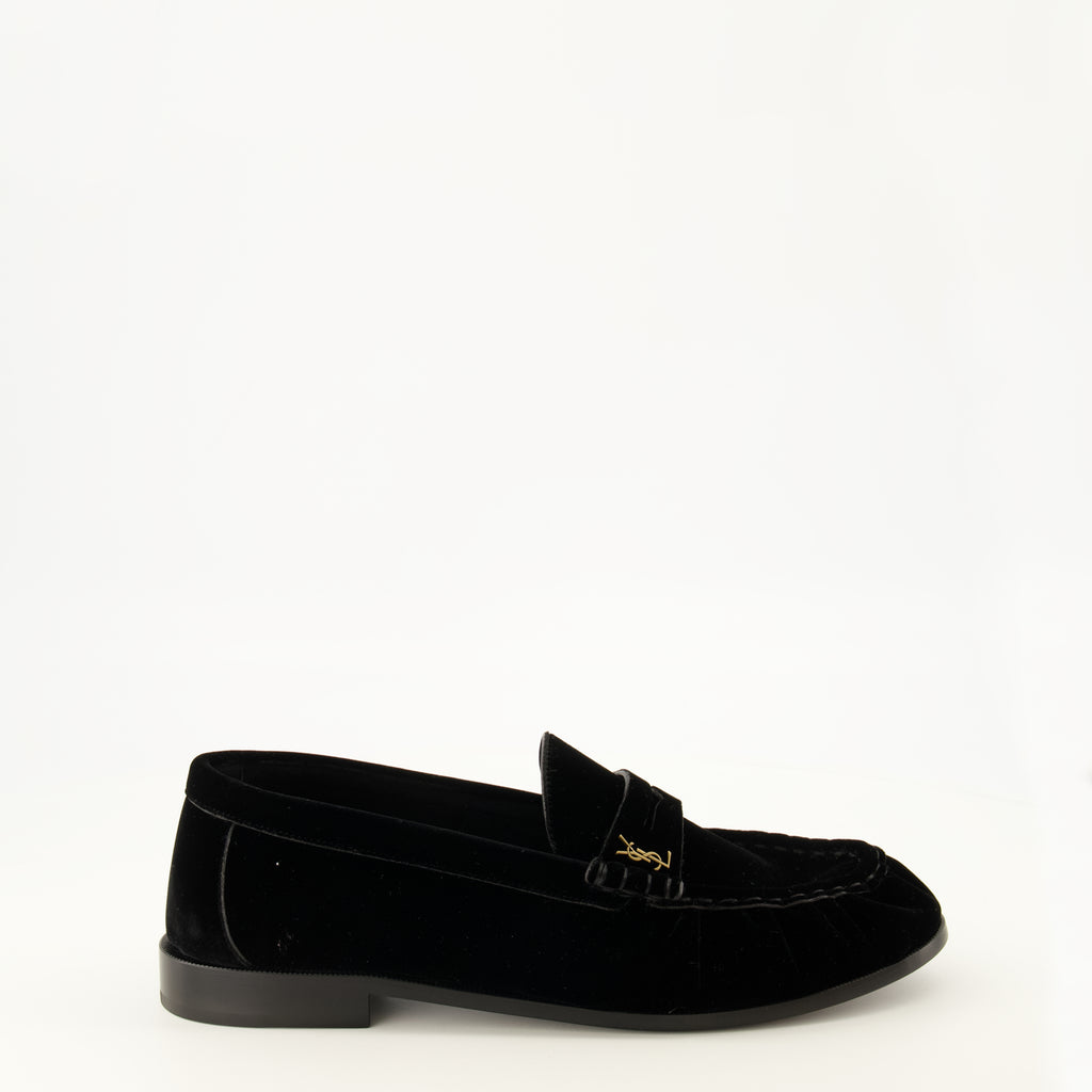 Mocassins Mocassino in Velluto Nero Saint Laurent Noir Homme