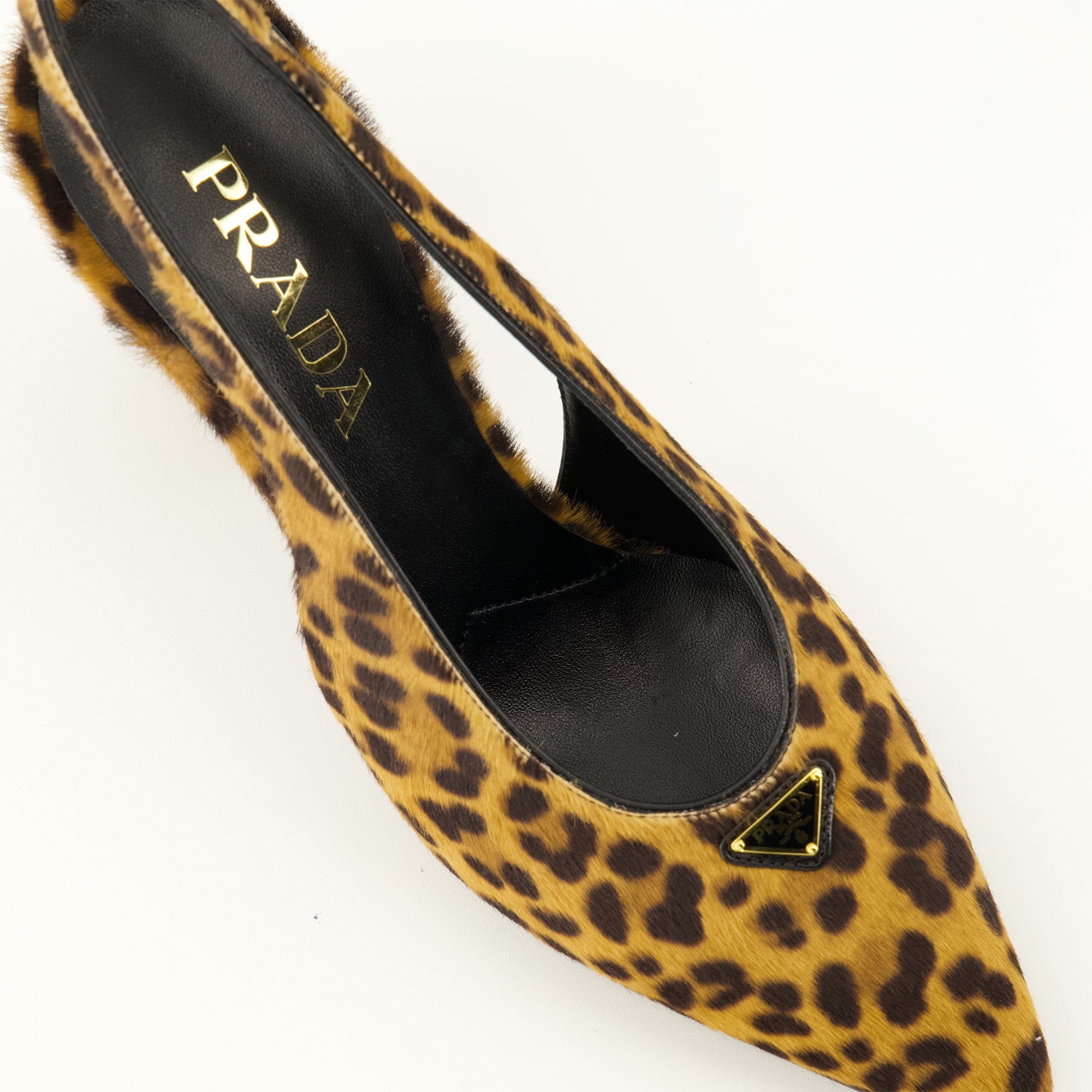 Escarpins 가죽 레오파드 프린트 펌프스 Prada Marron Femme