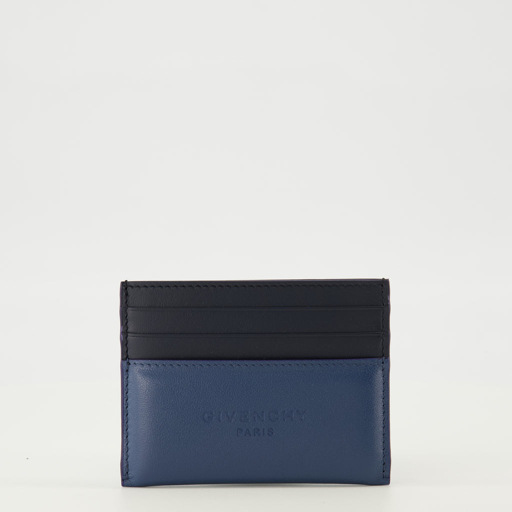 Image of the Antigona Stamped navy blue card holder from the Givenchy brand for Men - Spring-Summer 2026 - Front View