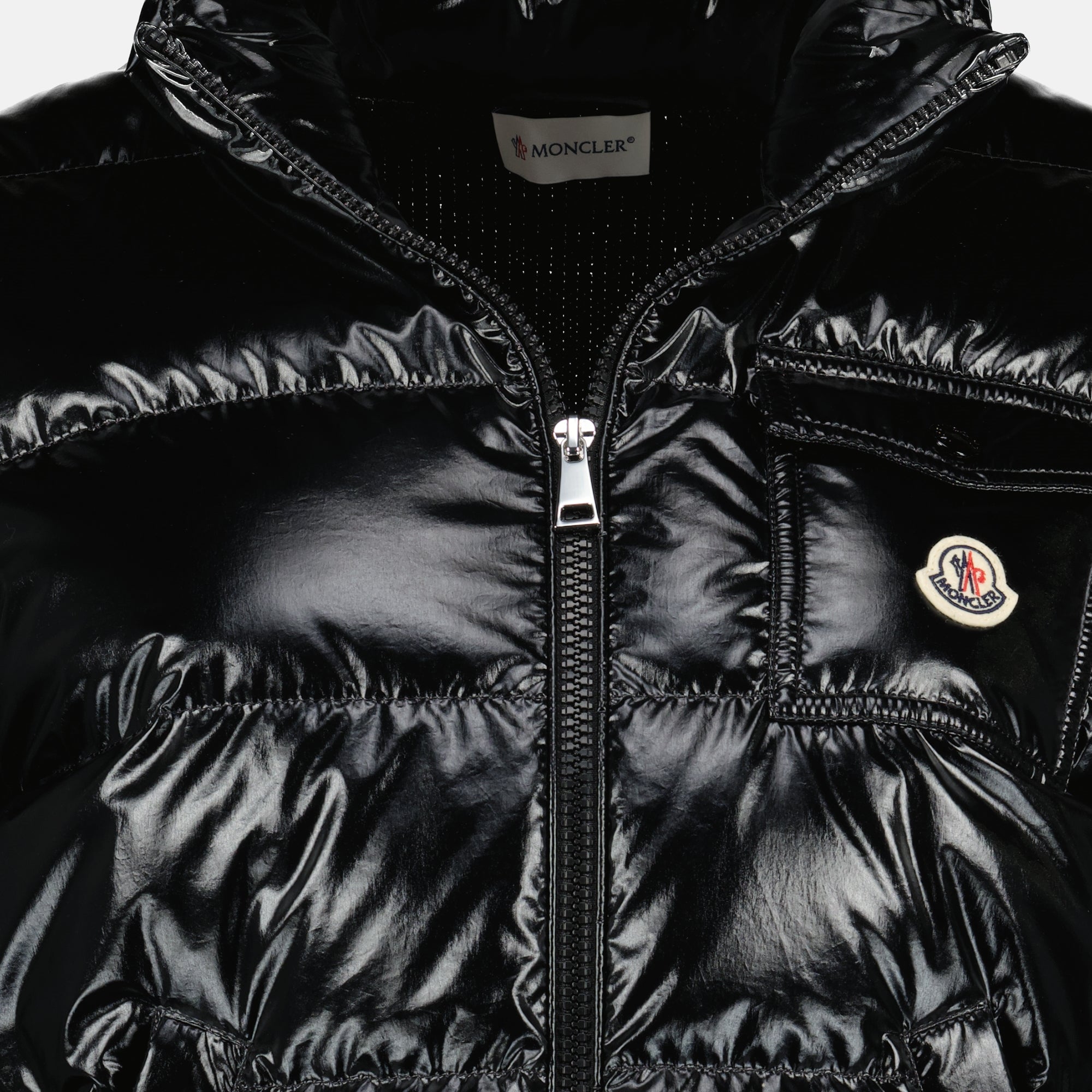 Image of the Moncler Women's Black Wool Zip-Up Cardigan - Spring-Summer 2026 - Detailed View_2