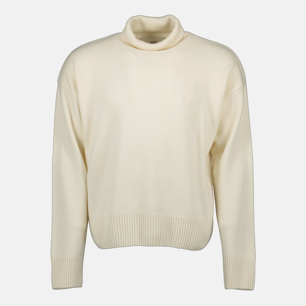Immagine dell'articolo maglione a collo alto Ami cuore del marchio Ami PARIS per Unisex - Stagione Autunno-Inverno 2025 - Vista frontale