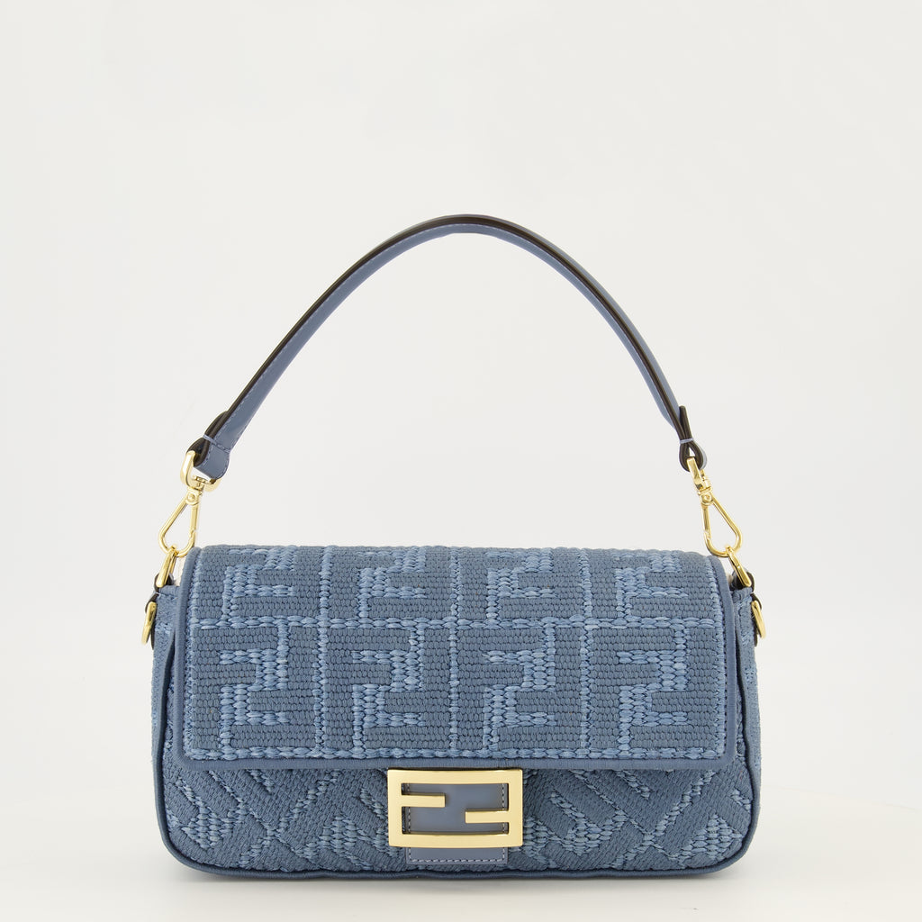 Sacs à main et épaule Borsa Baguette Effetto Raffia Blu Fendi Bleu Femme