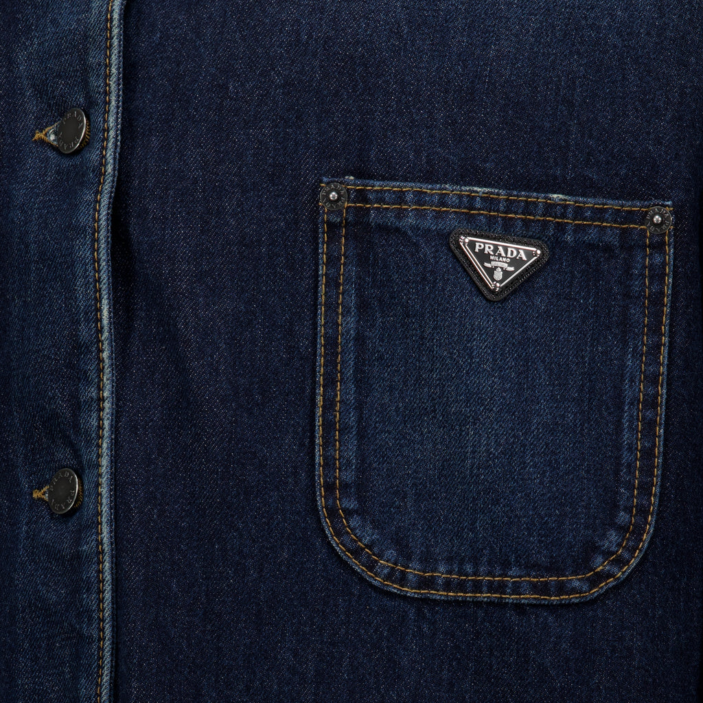 Vestes Giacca in Denim e Pelle Blu Scuro Prada Bleu foncé Femme