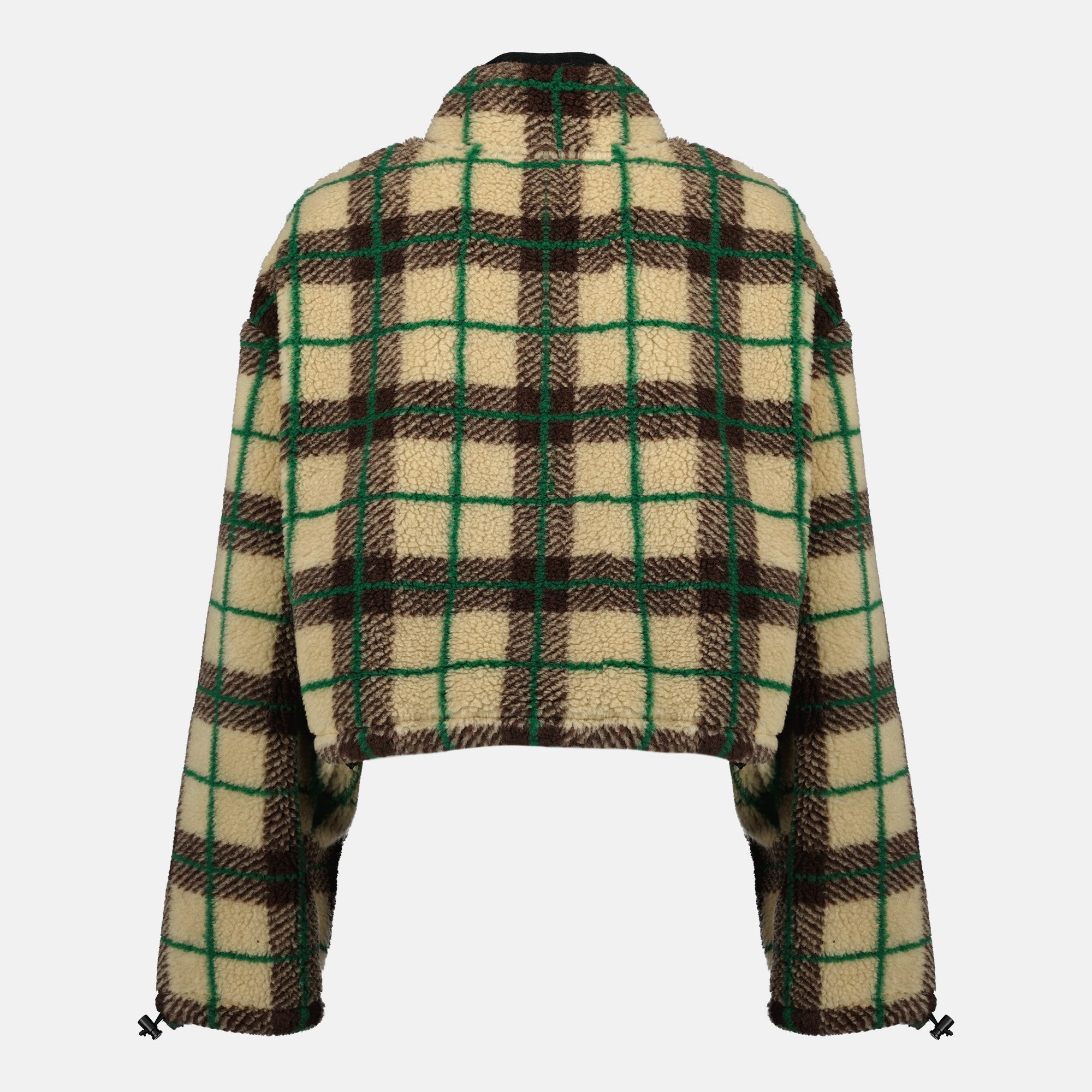 Image of the article Beige plaid fleece jacket from the brand Miu Miu for Women - Spring-Summer 2026 - Back View