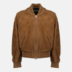 Image of the Ami PARIS Suede Leather Bomber Jacket for Men - Fall-Winter 2025 - Front View