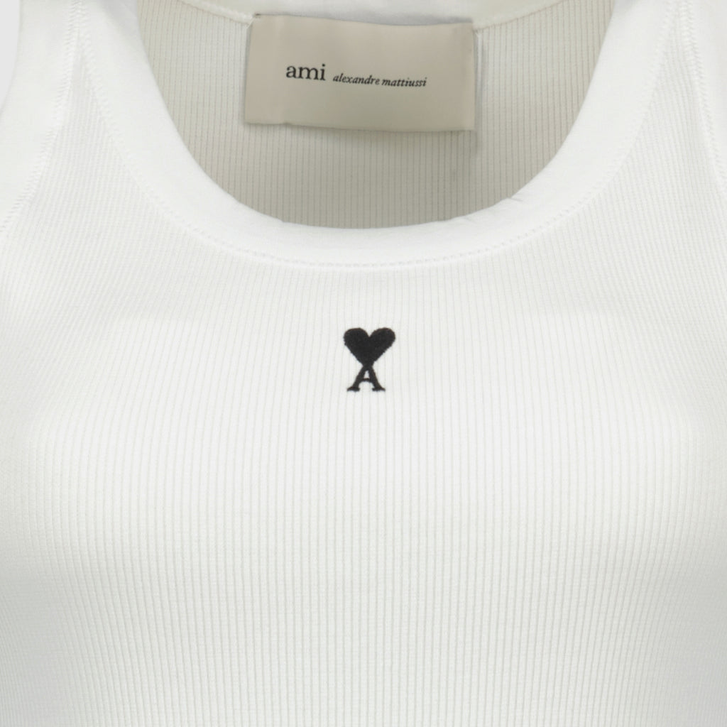 Image de l'article Débardeur Ami de coeur blanc de la marque Ami PARIS pour Femme - Saison Printemps-Été 2026 - Vue détaillée_1