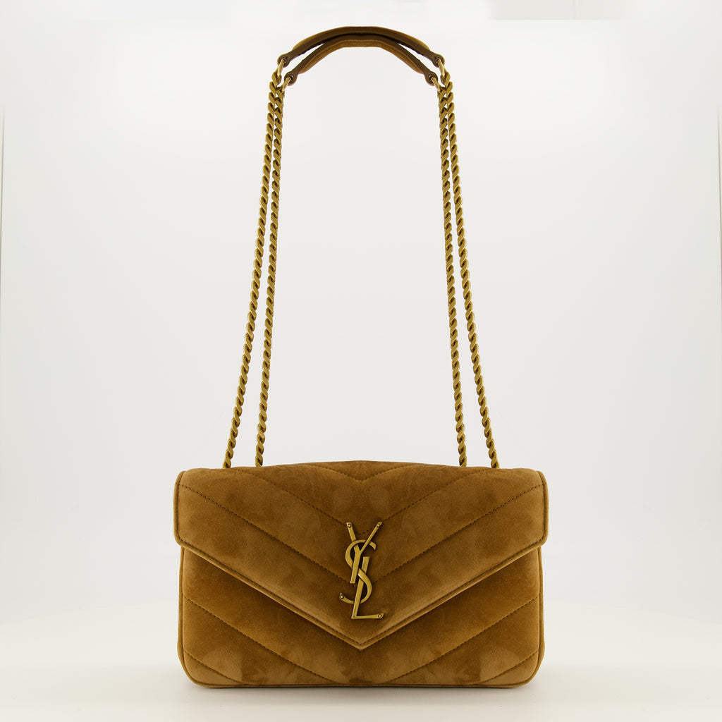 Sacs à main et épaule Sac Loulou small en suède beige Saint Laurent Marron Femme