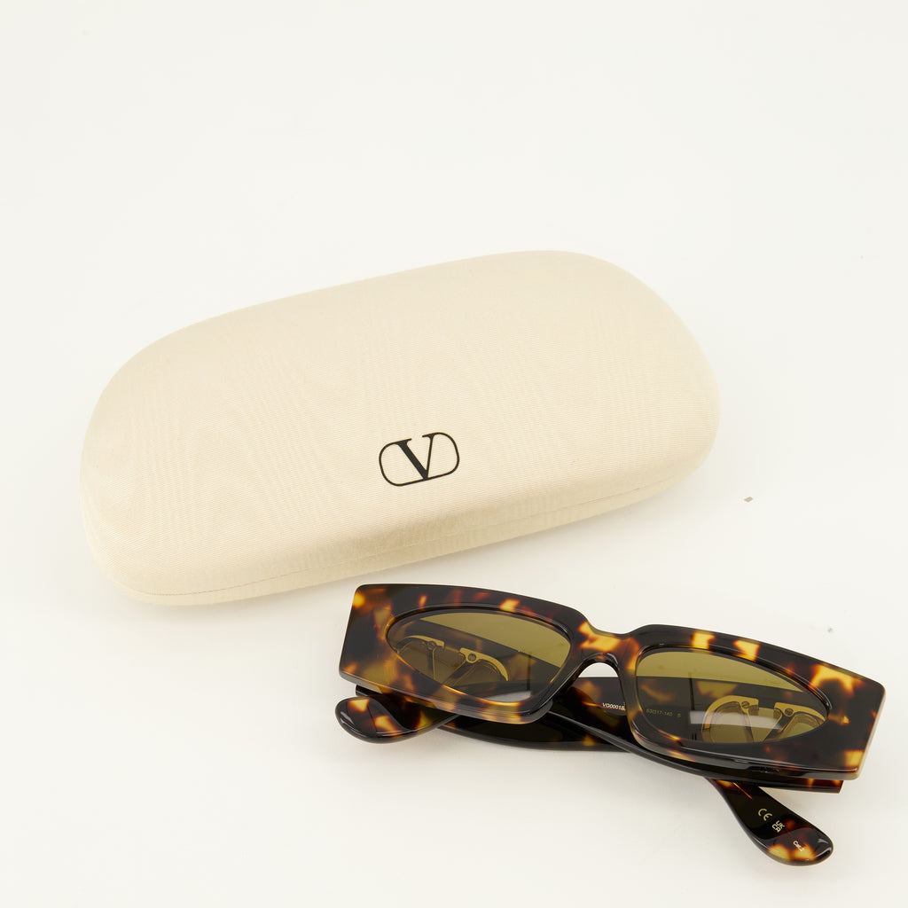 Lunettes 직사각형 거북이 껍질 안경 Valentino Garavani Marron Femme
