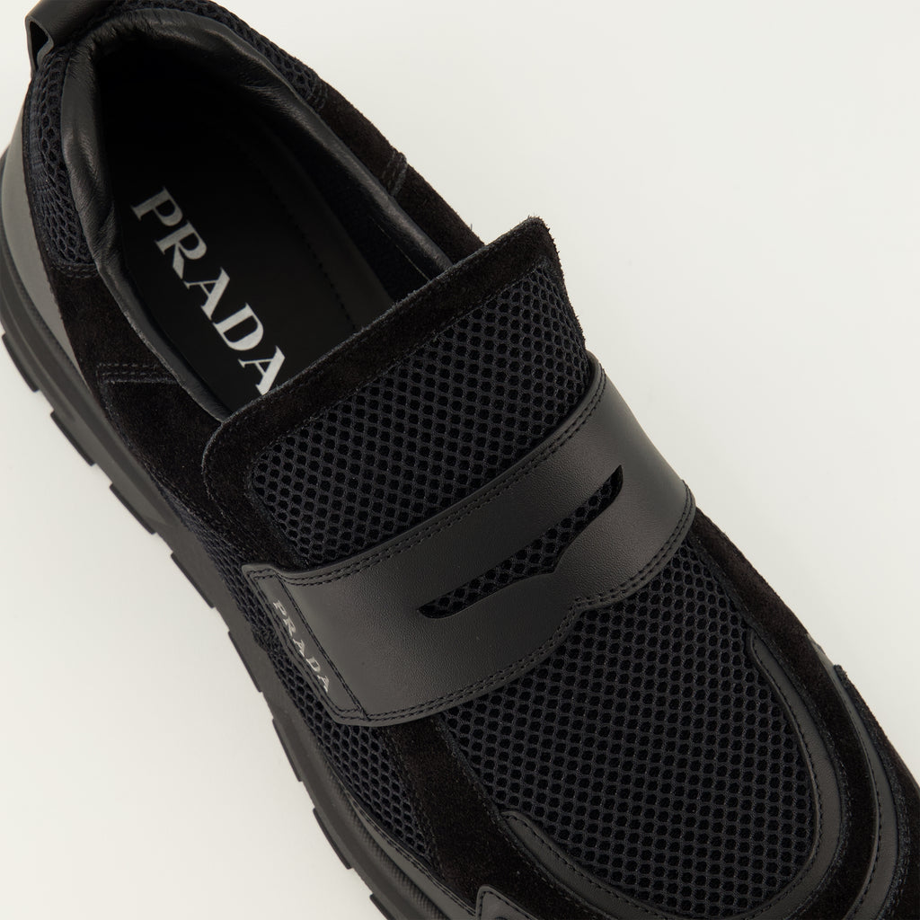 Baskets プラクス ブラック メッシュ スニーカー Prada Noir Homme