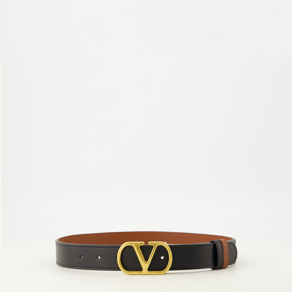Image de l'article Ceinture Vlogo réversible marron et noir 30 mm de la marque Valentino Garavani pour Femme - Saison Printemps-Été 2026 - Vue détaillée_2
