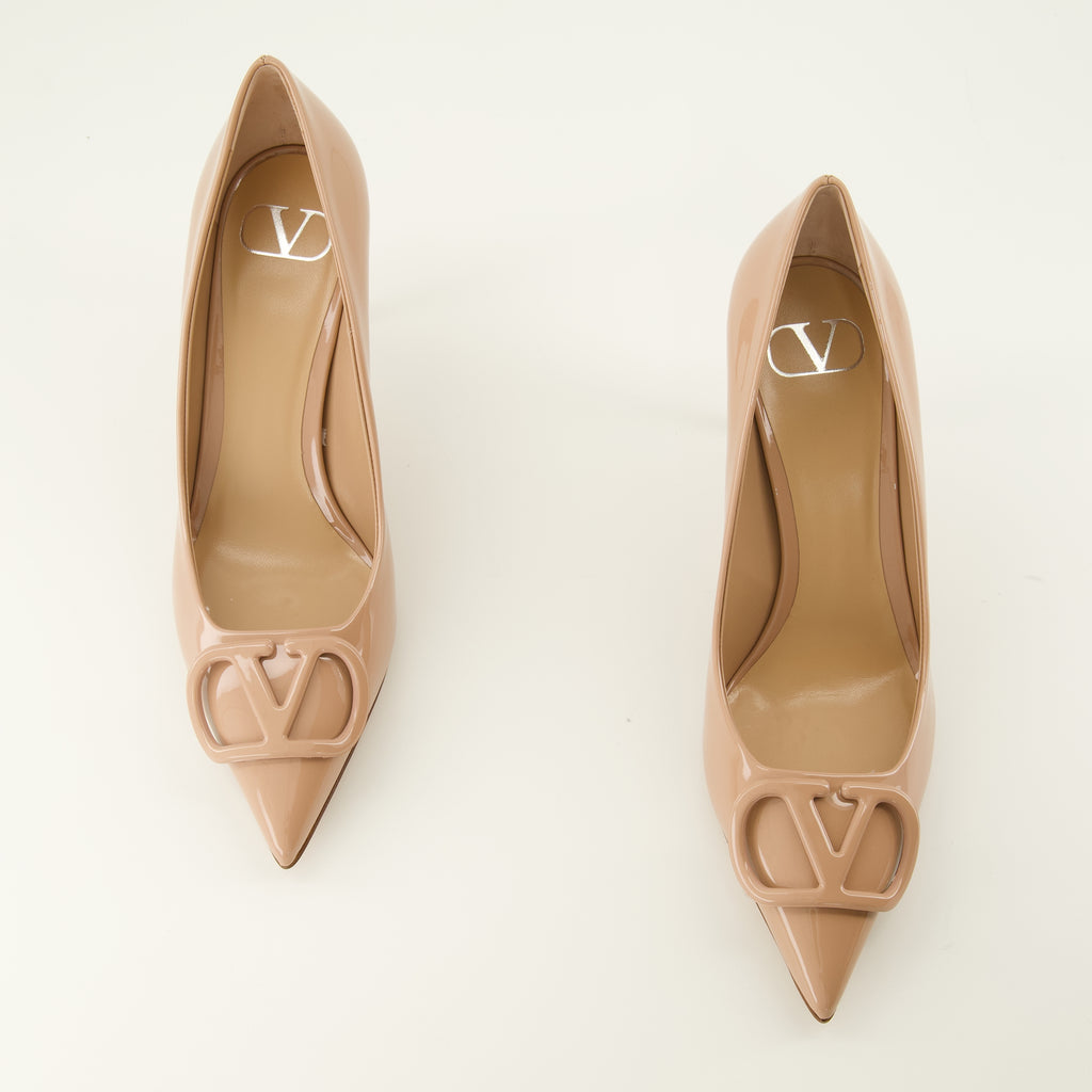 Escarpins Zapatos de tacón de charol VLogo en beige Valentino Garavani Beige Femme